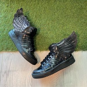 SUPER RARE JERMEY SCOTT ADIDAS WINGS 2.0 BLACK PATENT LEATHER A$AP ROCKY STYLE